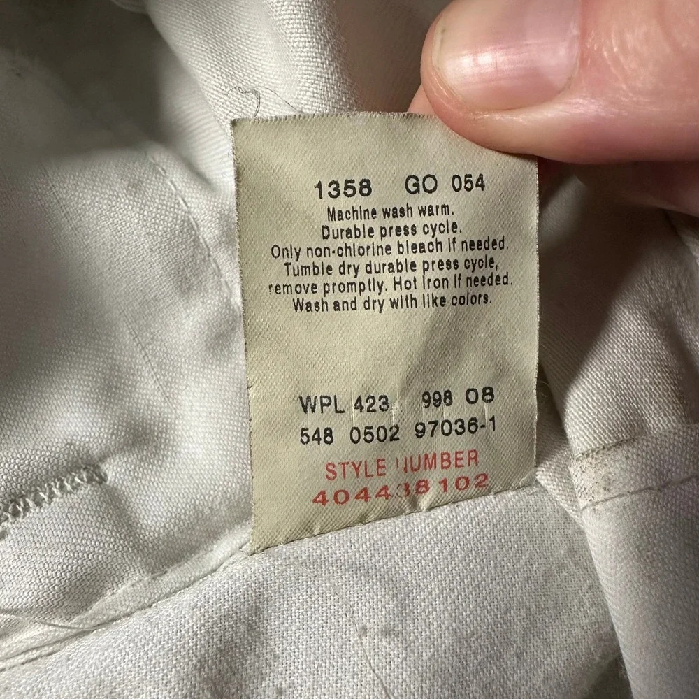 Vintage Dockers Pleated Chino Pants Mens 42x30 Cream Khaki Made in USA Cotton